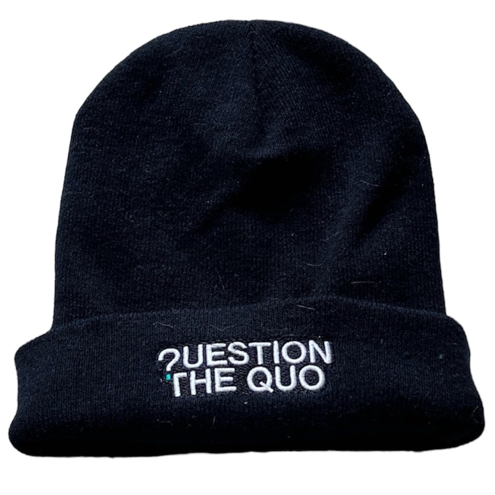 Question the Quo black logo acrylic beanie all size